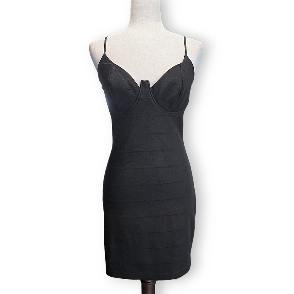 Charlotte Russe Black Bodycon Spaghetti Strap Stretch Bandage Mini Club Dress XL